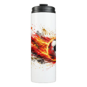 Feurige Fußball-Bewegungsgrafik-Kaffeetasse Thermosbecher