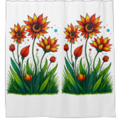 Feurige Gartenblüte Duschvorhang (Vorderseite)