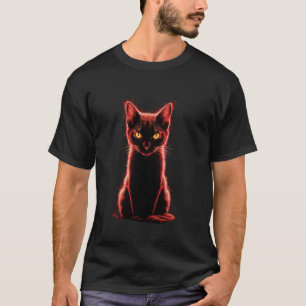 Feurige Katzenaugen Intensive Feline-Kunst-Design- T-Shirt