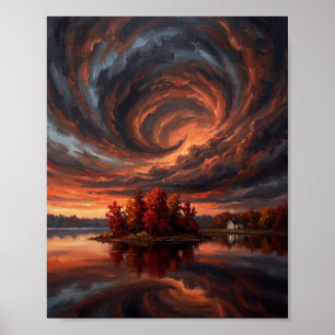Feurige Kupfer-Sonnenuntergangs- und Sturmwolken-M Poster