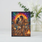 Feurige Leidenschaft: Native American Tänzer Postkarte (Stehend Vorderseite)