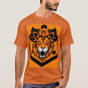 Feurige Löwenillustration umgeben von Flamboyant T-Shirt