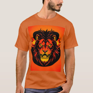 Feurige Löwenillustration umgeben von Flamboyant T-Shirt