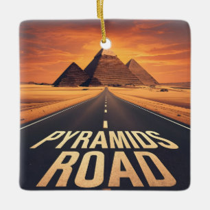 Feurige Pyramidenstraße Ägypten Wüstenkunst Keramikornament