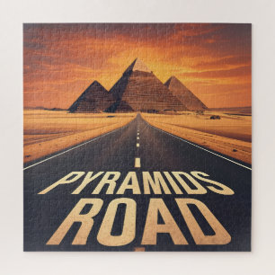 Feurige Pyramidenstraße Ägypten Wüstenkunst Puzzle