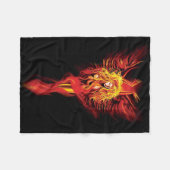Feurige Rote Fantasy Phönix Frau Schwarz Fleecedecke (Vorderseite (Horizontal))
