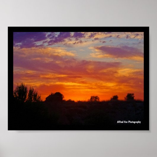Feurige Sonnenuntergangslandschaft Poster (Vorne)