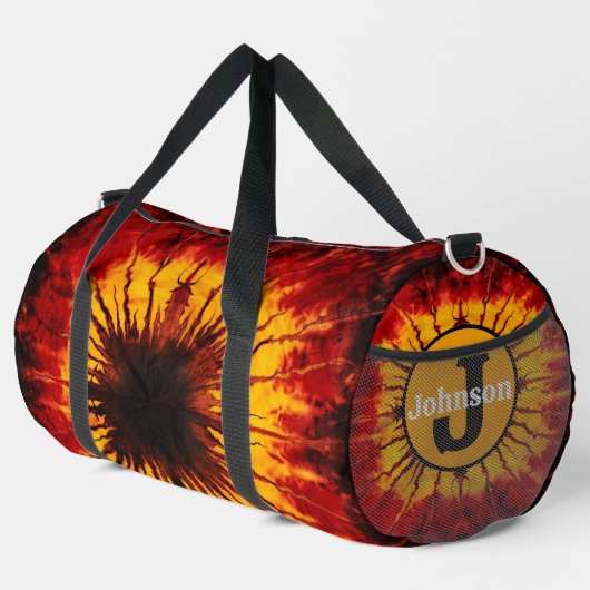 Feurige Tie Dye Sportausrüstung Monogramm personal Duffle Bag (Rechte Ecke)