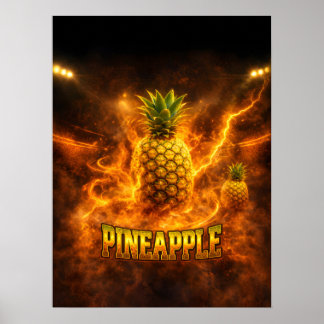 Feurige tropische Ananas-Kunst Poster