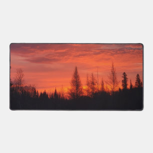 Feurige Winter-Sonnenuntergangs-Unterlage Schreibtischunterlage