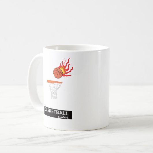 Feuriger Ball, der in den Korb geht Kaffeetasse (Vorderseite Links)