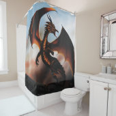 Feuriger Bernstein-Drache Fantasy Duschvorhang (Beispiel)