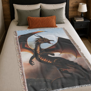 Feuriger Bernstein-Drachen-Fantasy Decke