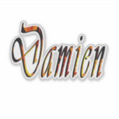 Feuriger Damien Name,  Aufkleber (Vorderseite)