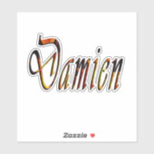Feuriger Damien Name,  Aufkleber (Blatt)