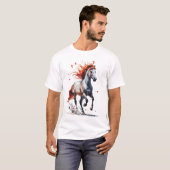 Feuriger Geist - Majestätisches Pferd Wasserfarben T-Shirt (Vorne ganz)