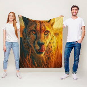 Feuriger Gepard Fleecedecke