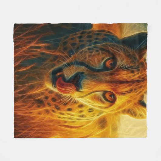 Feuriger Gepard Fleecedecke (Vorderseite (Horizontal))