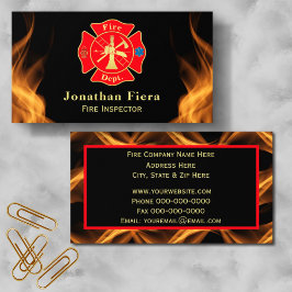 Feuriger Hintergrund mit Feuerwehr-Emblem Visitenkarte