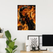 Feuriger Kybernetischer Phönix Zerschmetterter Rob Poster (Heimbüro)