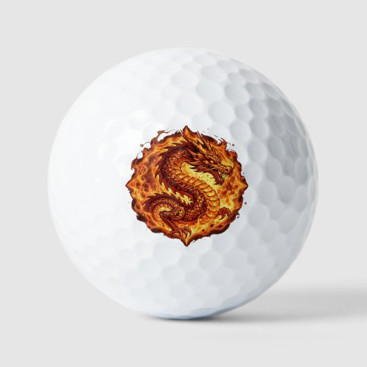 Feuriger Oranger Drachen Feuer Flammen Geschenk fü Golfball (Vorderseite)
