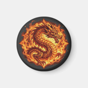Feuriger Oranger Drachen Feuer Flammen Geschenk fü Magnet