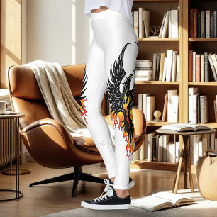 Feuriger Phönix aufsteigend Feuer Vogel schwarze S Leggings
