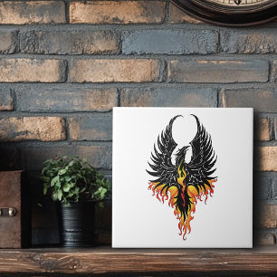 Feuriger Phönix Aufsteigende Feuer Vogel Schwarze  Fliese