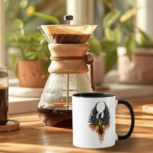 Feuriger Phönix aufsteigende Feuer Vogel schwarze  Tasse