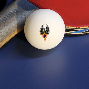 Feuriger Phönix aufsteigende Feuer Vogel schwarze Tischtennisball