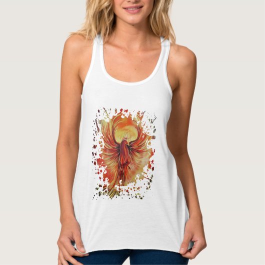 Feuriger Phönix aufsteigende Flamme Boho Fließend Tank Top (Vorderseite)