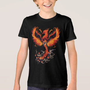 Feuriger Phönix, der mit Lotusblumen aufsteigt Tri-Blend Shirt