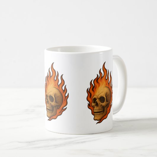 Feuriger Schädel - Fette Halloween-Energie Kaffeetasse (VorderseiteRechts)