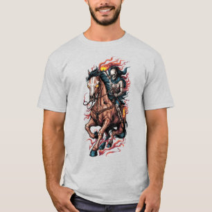 Feuriger Skeletreiter auf galoppierendem Pferd T-Shirt