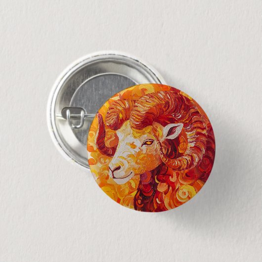 Feuriger Solar Steinbock Geist Button (Vorne & Hinten)