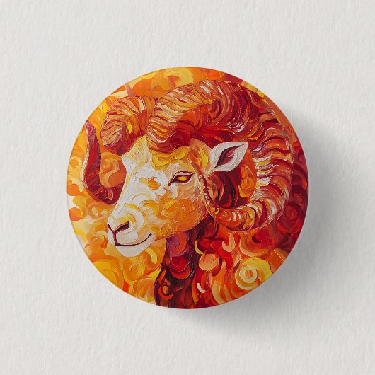 Feuriger Solar Steinbock Geist Button (Vorderseite)
