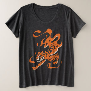 Feuriger Tiger: Asiatisches Kühnes Design Große Größe T-Shirt