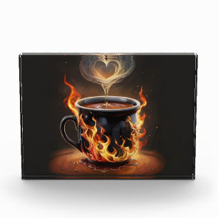 Feuriger Weihnachtskaffee mit Herzklopfkunst Fotoblock