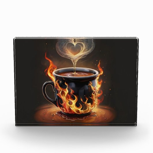 Feuriger Weihnachtskaffee mit Herzklopfkunst Fotoblock (Vorderseite)