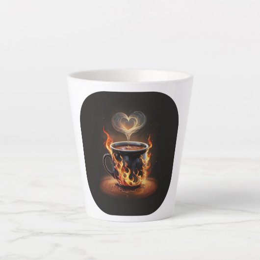 Feuriger Weihnachtskaffee mit Herzklopfkunst Milchtasse (Vorderseite)