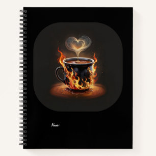 Feuriger Weihnachtskaffee mit Herzklopfkunst Notizblock