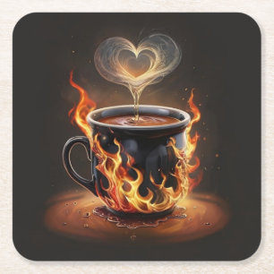 Feuriger Weihnachtskaffee mit Herzklopfkunst Rechteckiger Pappuntersetzer