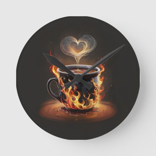 Feuriger Weihnachtskaffee mit Herzklopfkunst Runde Wanduhr (Vorderseite)