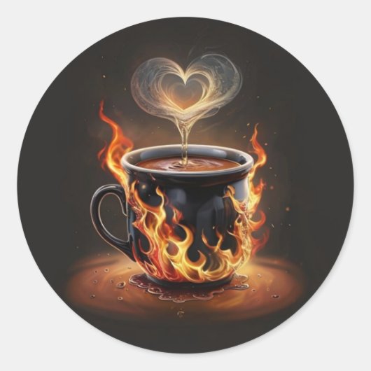 Feuriger Weihnachtskaffee mit Herzklopfkunst Runder Aufkleber (Vorderseite)