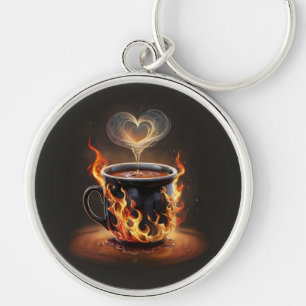 Feuriger Weihnachtskaffee mit Herzklopfkunst Schlüsselanhänger