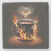 Feuriger Weihnachtskaffee mit Herzklopfkunst Steinuntersetzer (Vorderseite)