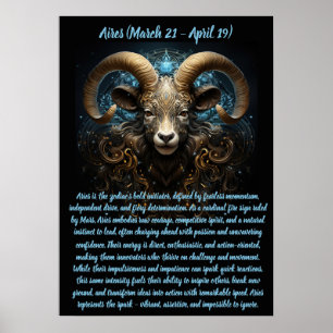 Feuriger Widdergeist mit ornamentaler Widder-Illus Poster