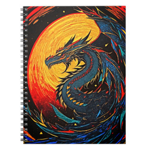 Feuriges Blutmond-Drache Grafik Spiralblock Notizblock