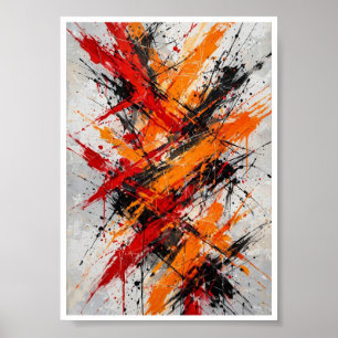 Feuriges Chaos - Knalliges Rot Orange Schwarzer Sp Poster