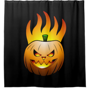 Feuriges Halloween-Kürbisgesicht Duschvorhang